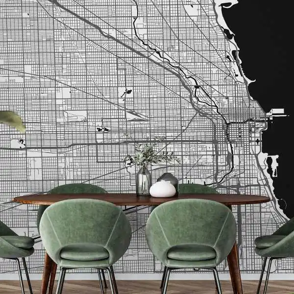 Tapeta na ścianę - MAPA CHICAGO Nowość