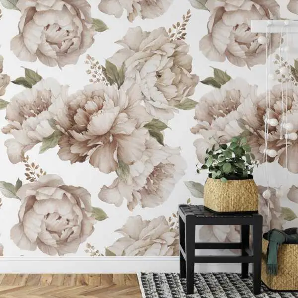 Łatwy zwrot Tapeta na ścianę - WARMY PEONIES