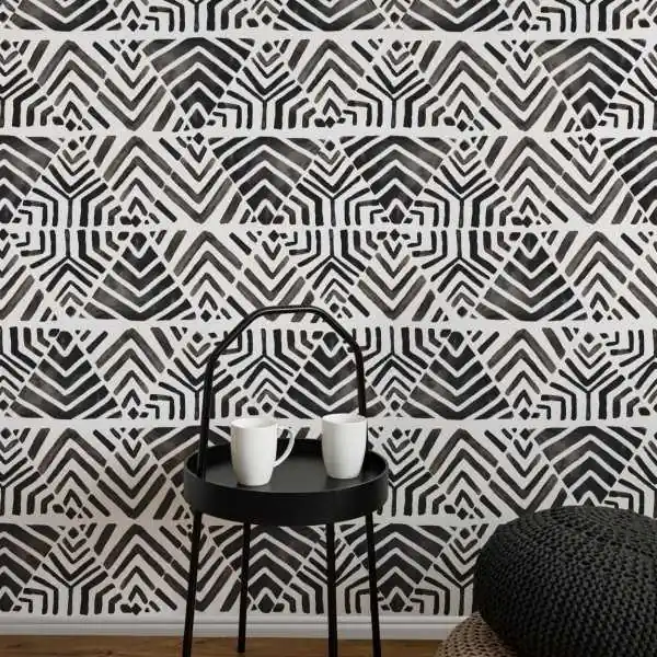 Niska cena Tapeta 3D na ścianę - BOHO TRIANGLE ZEBRA