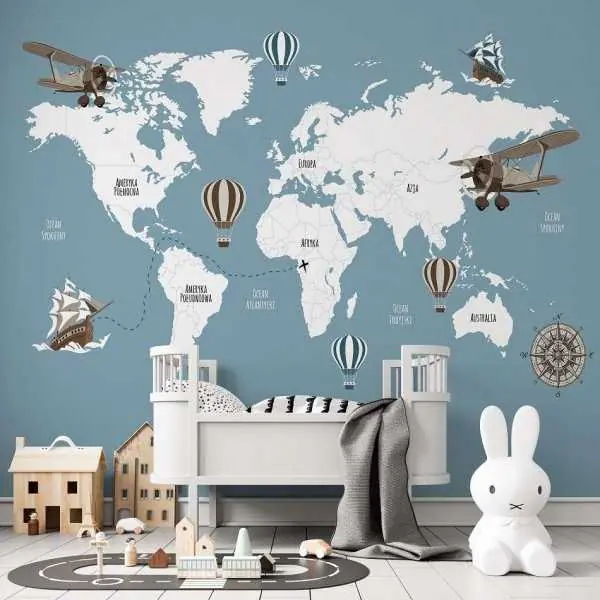 Tapeta dla dzieci - TRAVEL MAP Niska cena