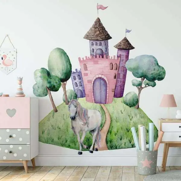 Nowość Tapeta dla dzieci - UNICORN CASTLE