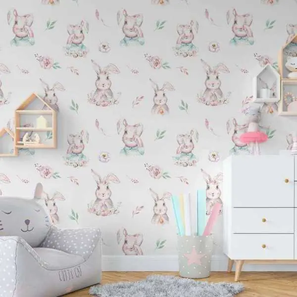Szybka dostawa Tapeta dla dzieci - SHY RABBITS