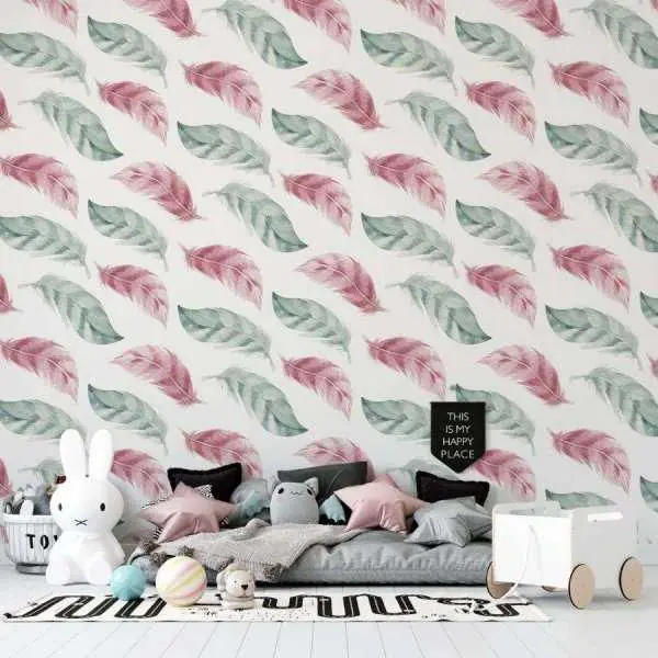 Niska cena Tapeta dla dzieci - PINKMINT FEATHERS