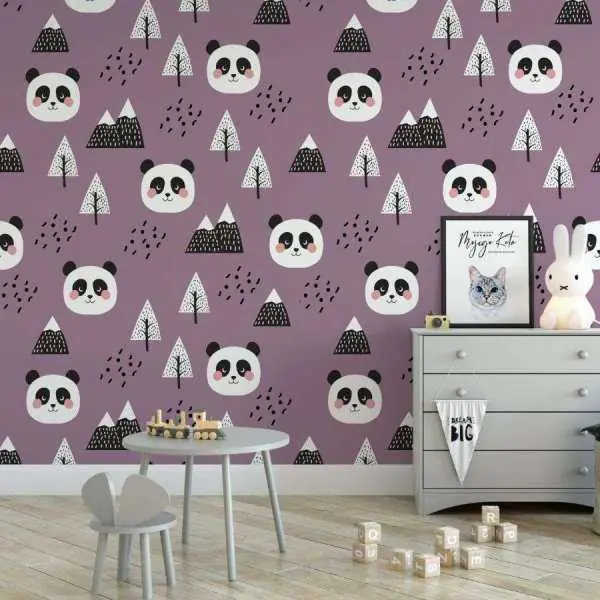 Cena promocyjna Tapeta dla dzieci - PANDA PURPLE
