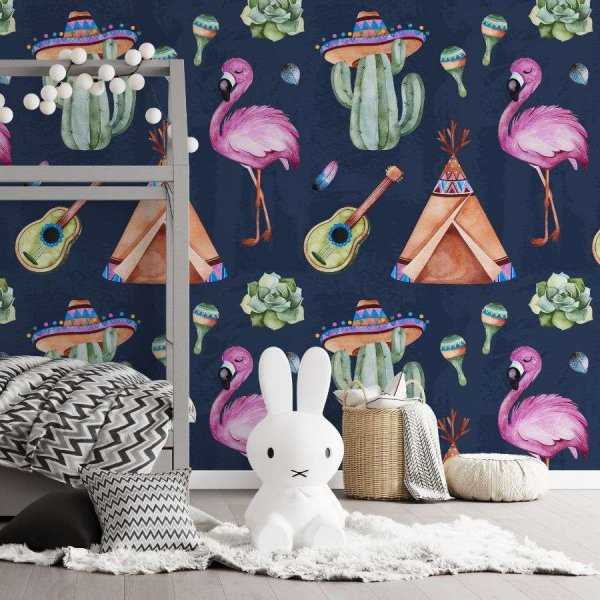 Wyprzedaż Tapeta dla dzieci - LATINO FLAMINGO