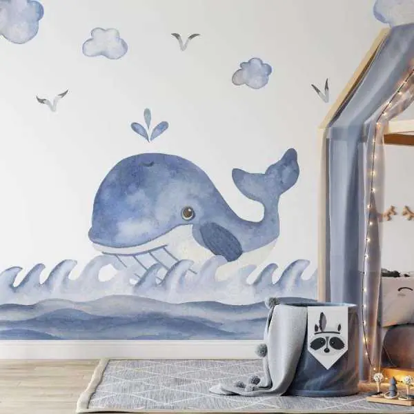 Tapeta dla dzieci - HAPPY WHALE Szybka wysyłka