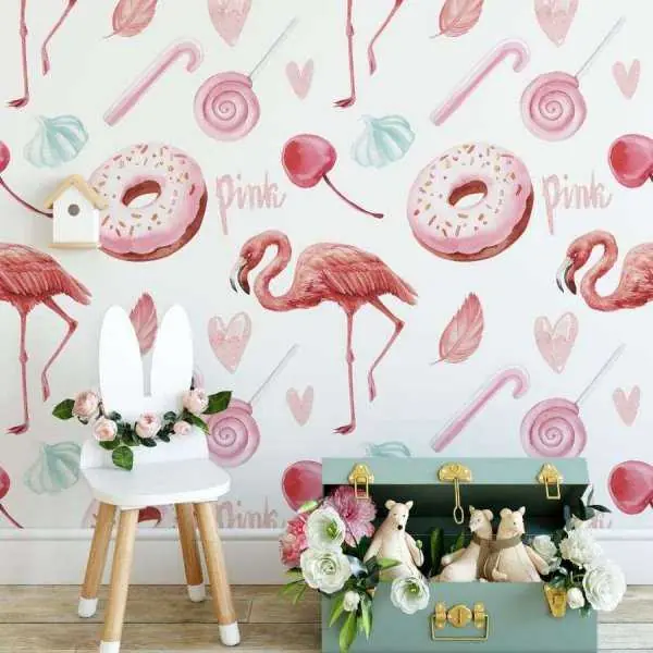 Darmowa dostawa Tapeta dla dzieci - FLAMINGO SWEETS