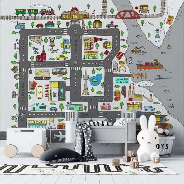 Tapeta dla dzieci - CITY STREETS MAP Obniżka ceny