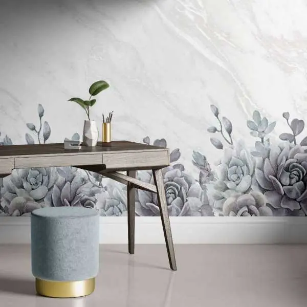 Wyjątkowa oferta Tapeta na ścianę - FLOWERS ON MARBLE