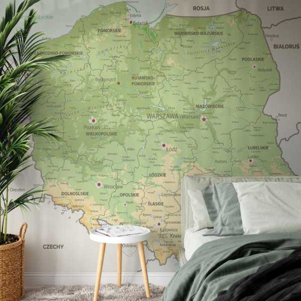 Tapeta na ścianę - MAPA POLSKI Wysoka jakość