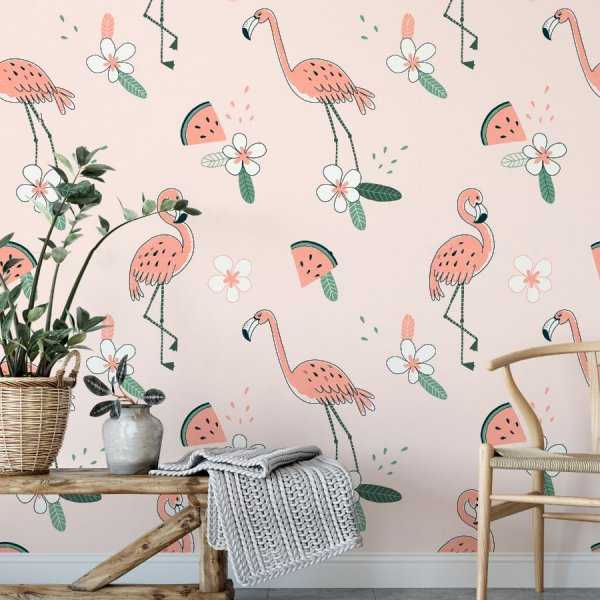 Ekspresowa dostawa Tapeta na ścianę - FLAMINGO WATERMELONS