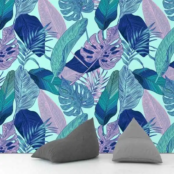 Cena promocyjna Tapeta na ścianę - TURQUOISE MONSTERA ART