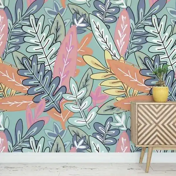 Nowość Tapeta na ścianę - Colourful Leaves
