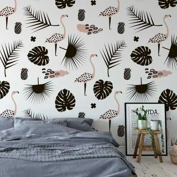 Darmowy zwrot Tapeta na ścianę - FLAMINGO MONSTERA