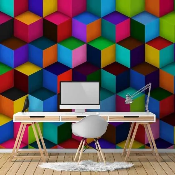 Szybka dostawa RAINBOW BLOCKS - Tapeta ścienna