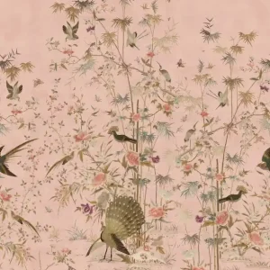 Premium MURAL S10417 Chinoiserie Garden - Chinoiserie Garden, Pink