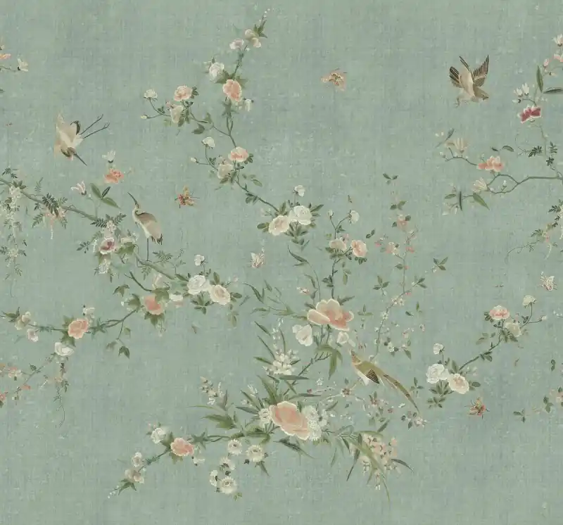 Tani MURAL S10427 Chinoiserie Garden - Bloom, Teal