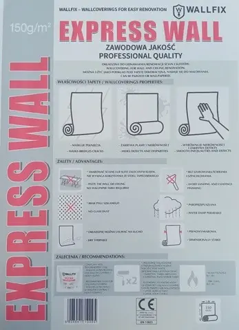 Tapeta WALLPAPER - EXPRESS WALL 120g 100cm x 15m. FLIZELINOWY PODKŁAD DO MALOWANIA Bezpieczne zakupy