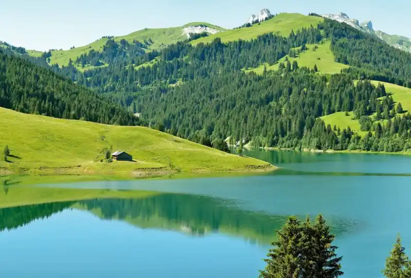 Rabat FotoTAPETA Flizelinowa 5186-8 Swiss Mountain Lake Launensee Gstaad