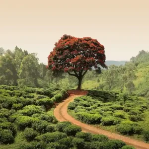 Oferta czasowa FotoTAPETA na flizelinie 5036-8 Red Tree and Hills in Sri Lanka