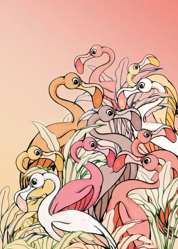 Najlepsza cena FOTOTAPETA DX4-012 Flamingos and Lillys