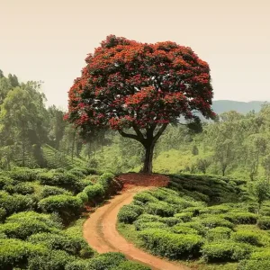 Bezpieczna płatność FotoTAPETA na flizelinie 5036-4 Red Tree and Hills in Sri Lanka