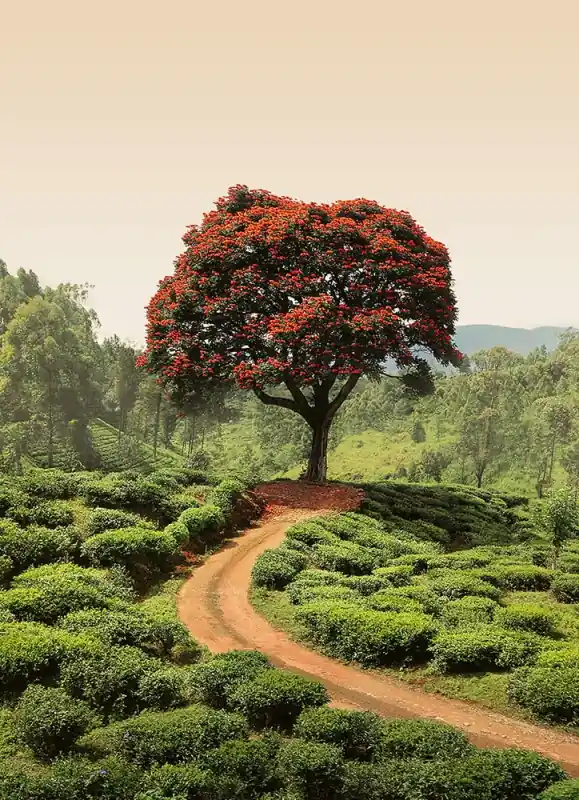 Bezpieczna płatność FotoTAPETA na flizelinie 5036-4 Red Tree and Hills in Sri Lanka