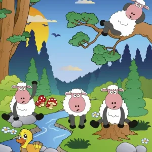 Fototapeta na flizelinie MS-3-0341 SHEEP IN FOREST Niska cena