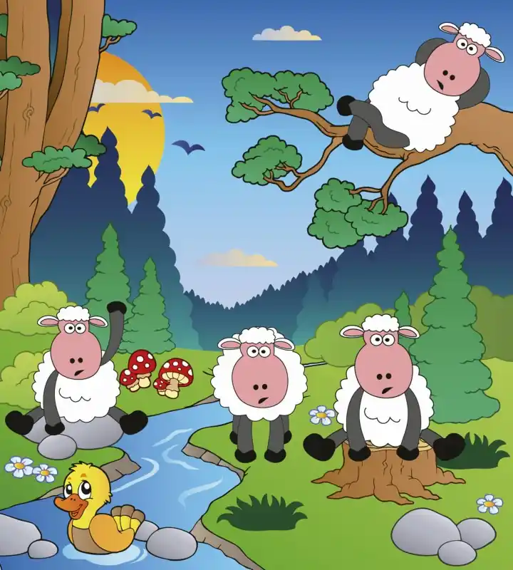 Fototapeta na flizelinie MS-3-0341 SHEEP IN FOREST Niska cena