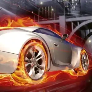Fototapeta na flizelinie MP-2-0314 CAR IN FLAMES Popularny