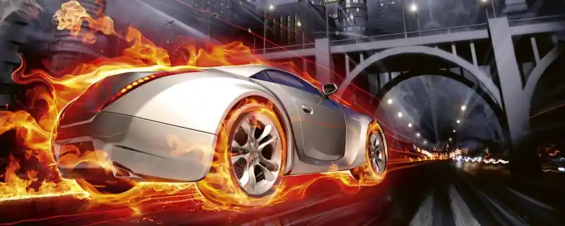 Fototapeta na flizelinie MP-2-0314 CAR IN FLAMES Popularny