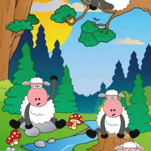 Fototapeta na flizelinie MS-2-0341 SHEEP IN FOREST Bezpieczne zakupy