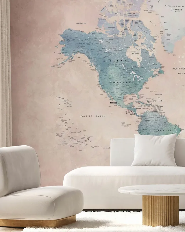 Oferta czasowa Mapa świata - Popielato-niebieski