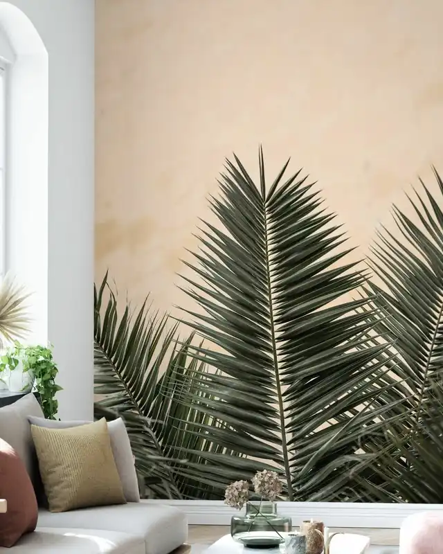 Liście palmowe i ściana Ograniczona ilość