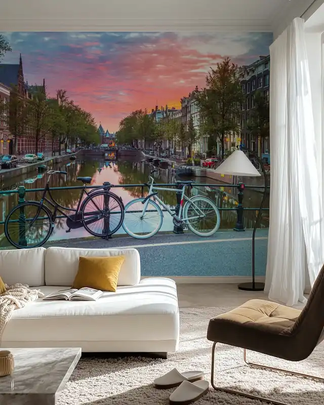 Darmowy zwrot Rowery nad kanałem w Amsterdamie