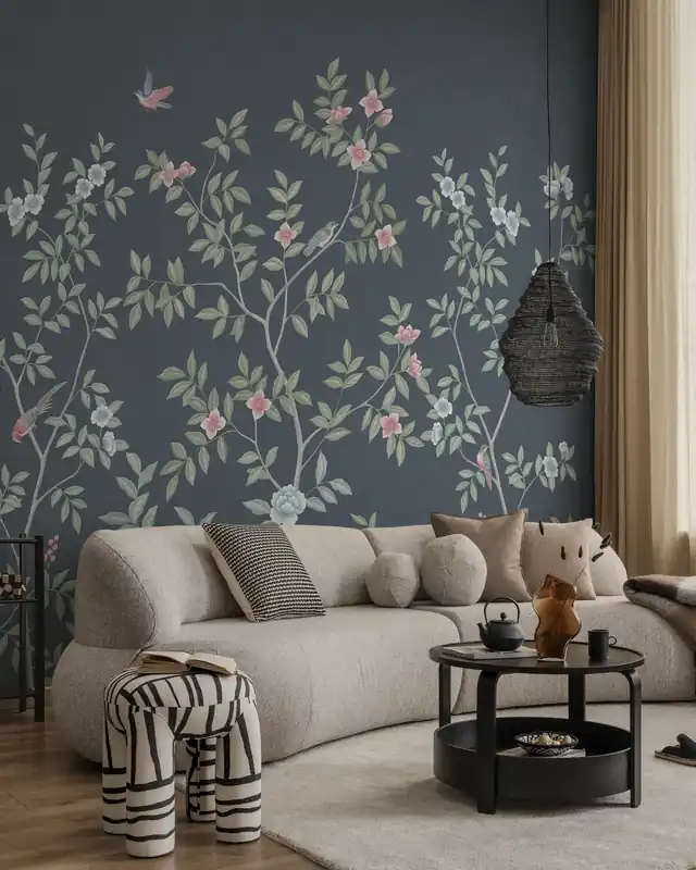 Tylko dziś Delikatne chinoiserie - Granatowy
