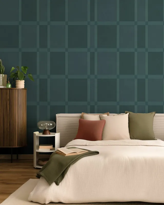 Darmowa dostawa Duży wzór w kratę windowpane – Morski