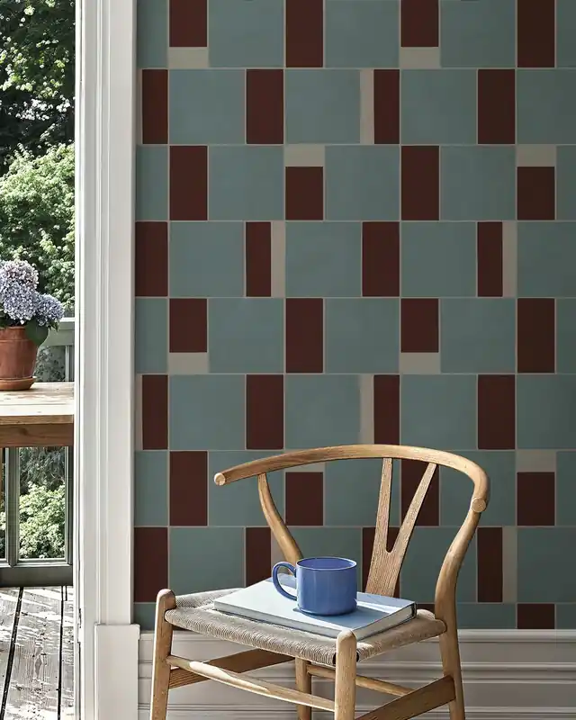 Geometryczny wzór w kratę - Jasnoniebieski Tani