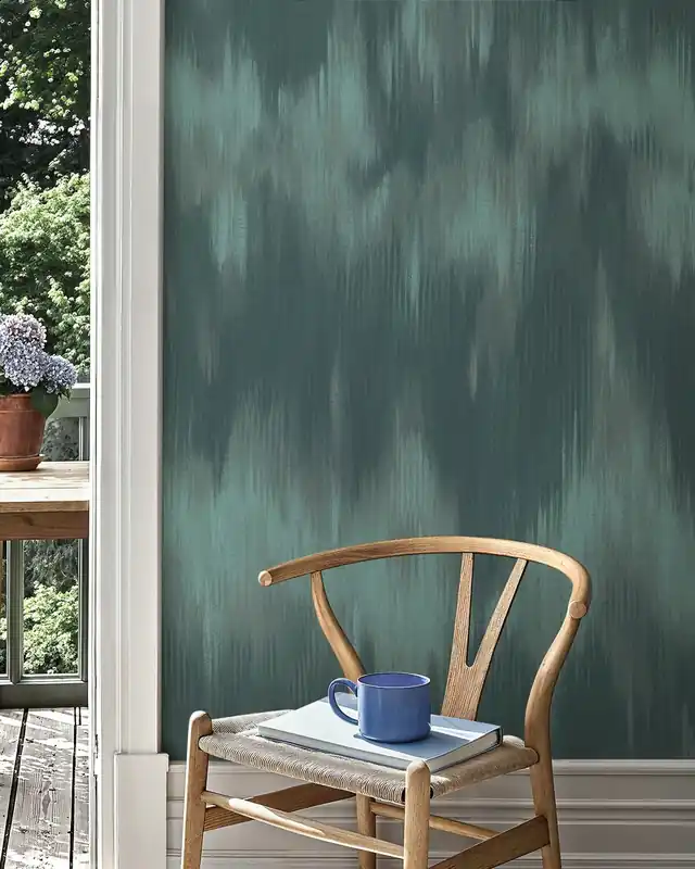 Oferta limitowana Kaskady ikat - Głęboki cyjan - Duży