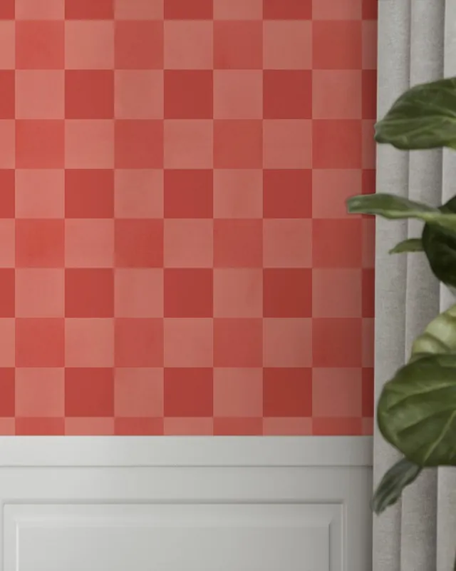 Spokojny Gingham, duży wzór - Czerwony kwadrat Nie przegap