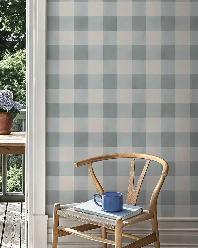 Dostępne od ręki Spokojny Gingham Duży Wzór - Miękki Niebieski