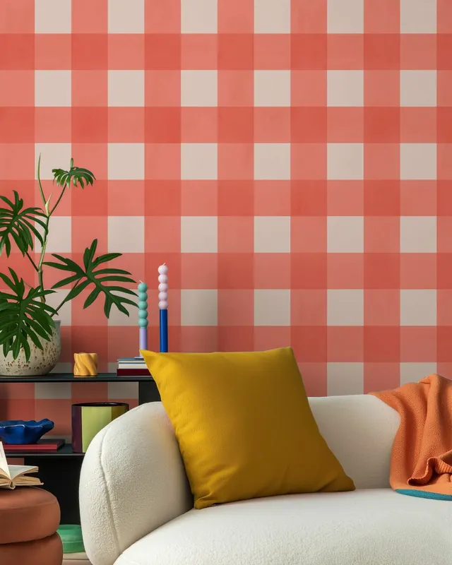 Spokojny Gingham, Duży Wzór - Czerwony Łatwy zwrot